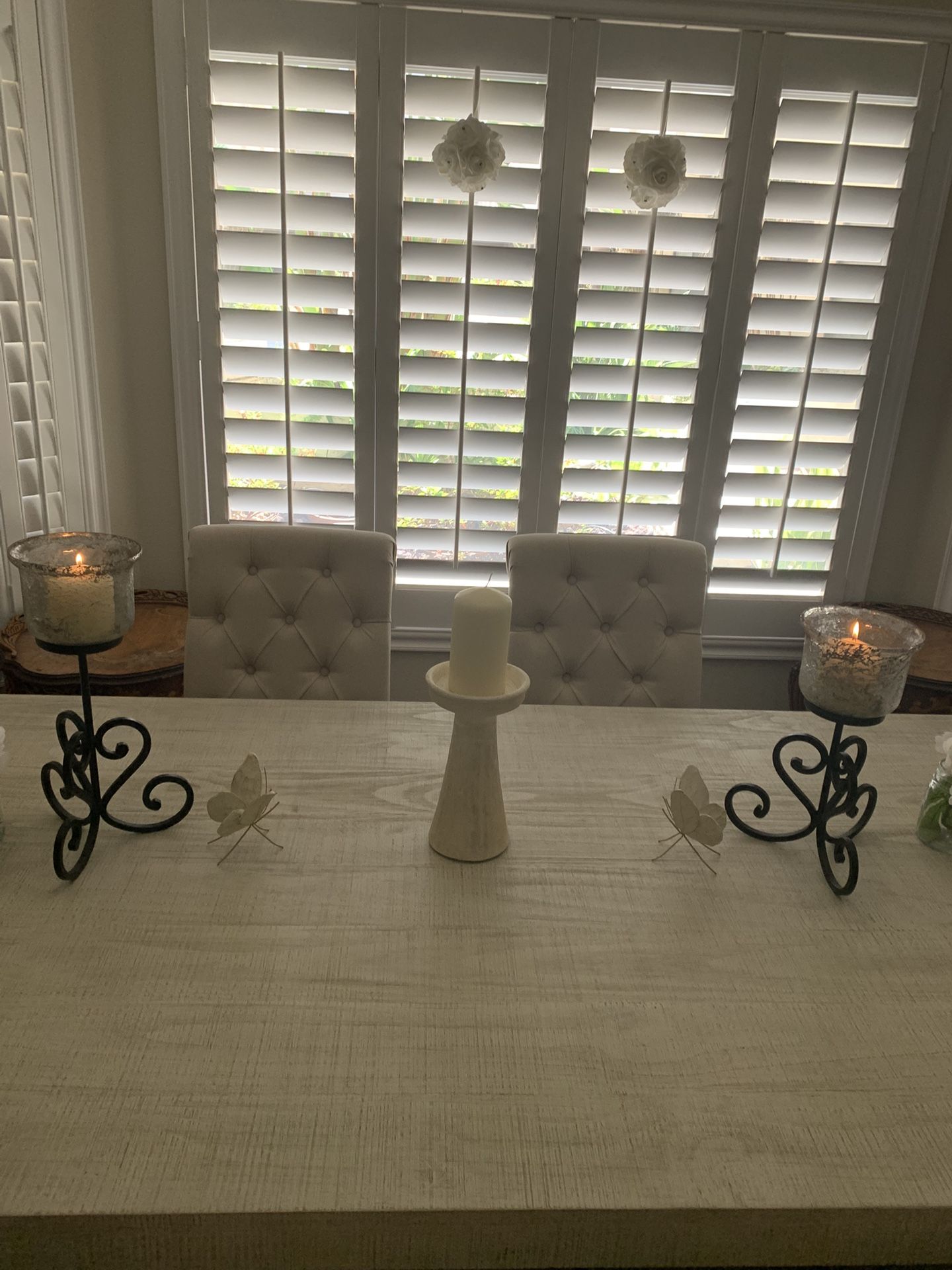 Beautiful Glass and Wrought Iron Pillar Candle Holders
