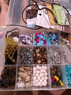 Assortment of beads and box