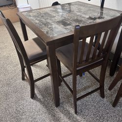 High Dining Table And 4 High Chairs