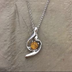 Stamped 18k Gold Plated Crystal Necklace