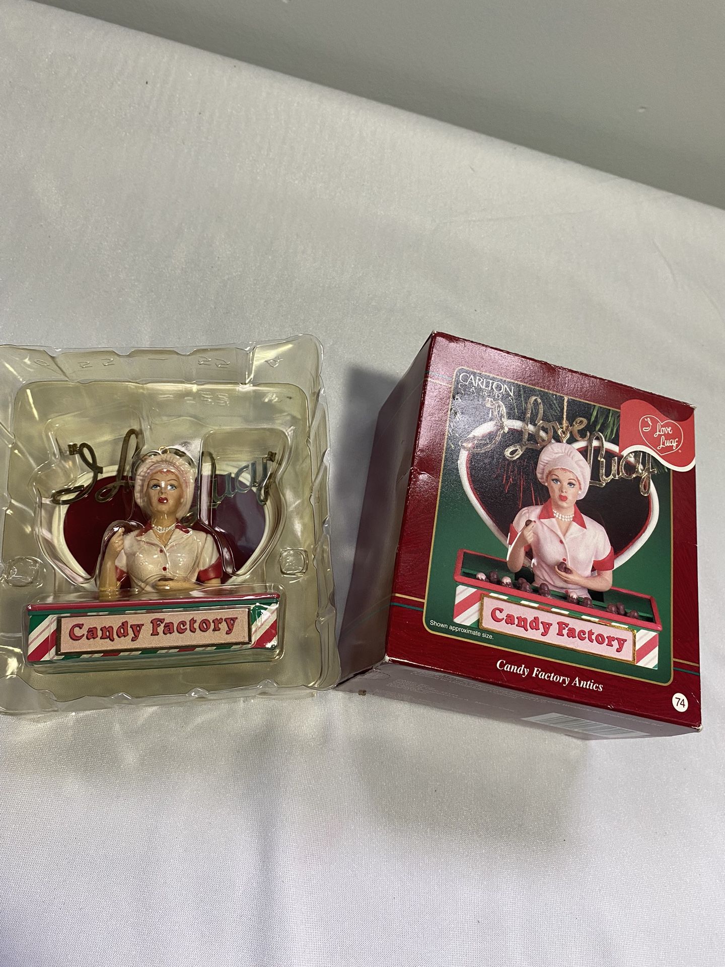 New Vintage 2000 I Love Lucy Ornament Candy Factory Carlton Cards Christmas #74