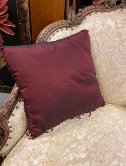 Decorative Silk Burgundy throw pillow is a features distinctive beaded fringed or beaded trim