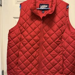 lands end- Chaleco color rojo para mujer de cuello alto. Columbia