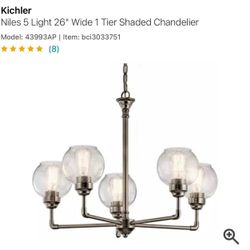 Niles Antique Pewter 5 light chandelier