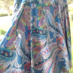 Ralph Lauren Blue Paisley Flare Women's A Line Knee Length Skirt Size 10