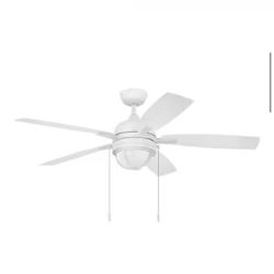 Hampton Bay Seaport II 52 in. Indoor/Outdoor Wet Rated Matte White Ceiling Fan with LED Bulbs Included