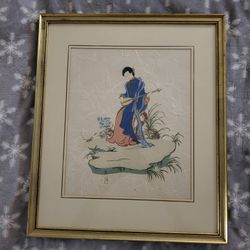 Hand Ink And Color Painting On Silk