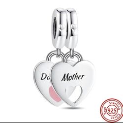 Sterling Silver Mother And Daughter Set Of 2 Charms 