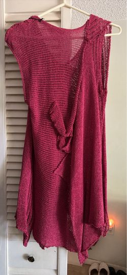 B&K Moda Magenta Open-Knit Sleeveless Tunic Top