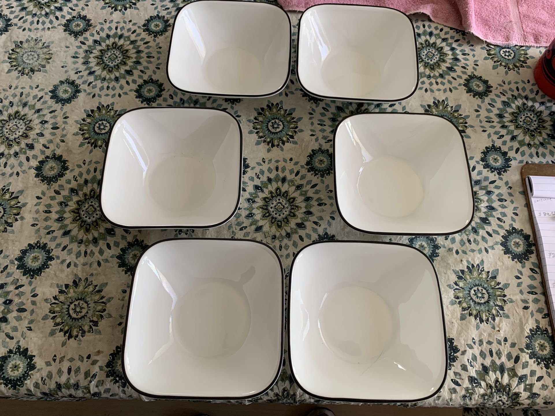 Corelle Ware 6 Piece Rectangular Bowls ( Simple Lines)