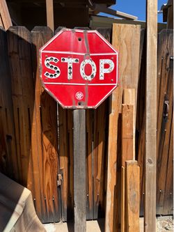 vintage porcelain stop sign from the 1930s-1940’s