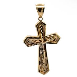 10k Two Toned White Yellow Gold Cross Crucifix Pendant Charm For Necklace GP3112807