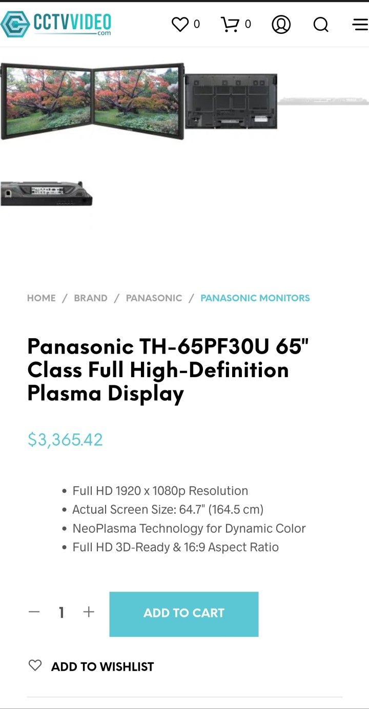 65" Panasonic Monitor / TV