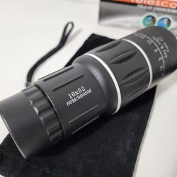 Compact Monocular for Outdoor Activities, 16x52 66m/8000m Magnification , Day and Night Field 22" Black New


