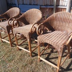 Set Of 3 Wicker Outdoor Patio Chairs 23" X 18" X 38" Tall