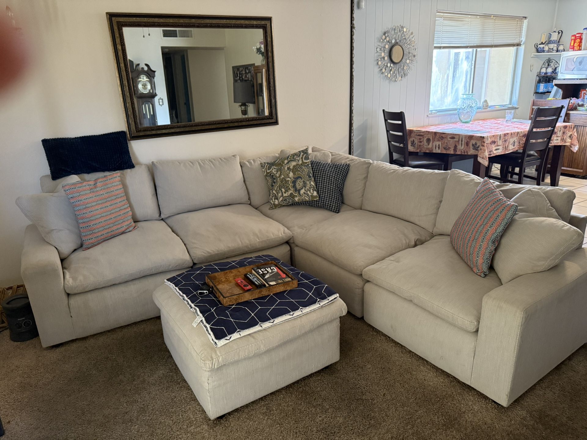 Down Filled Sofa Sectional & Ottoman