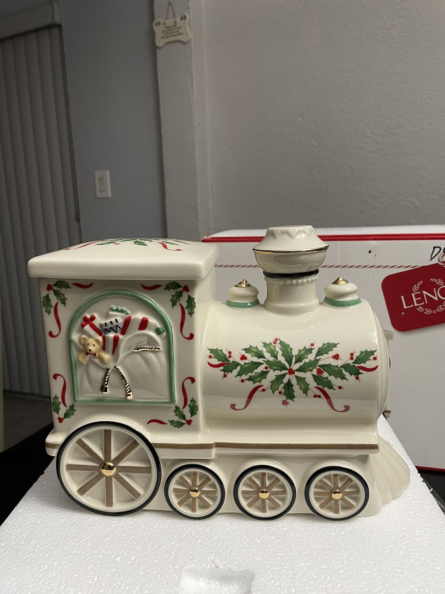 Lenox Holiday Santa Train Cookie Jar