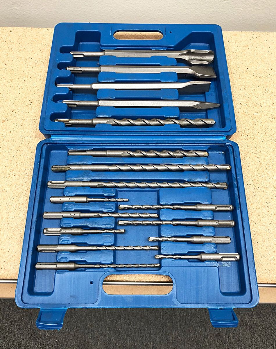 $23 NEW Tool Set 17pcs SDS Plus Rotary Hammer Drill Bits Chisel Concrete Masonry Hole