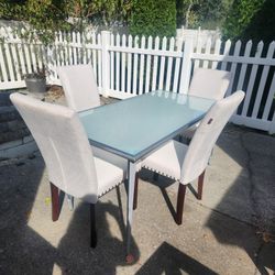 Kitchen Table Upholstered Chairs Buffet And 3 Tables All Together