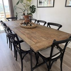 RH handmade Vintage Dining Table + Chairs ( Can Be Sold Separately)