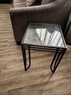 2 glass side tables