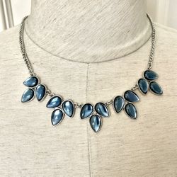 Charming Charlie Blue Teardrop Statement Necklace 
