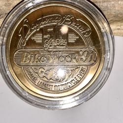 Daytona Beach Bike Week 1991 Art Round-50 Years Coin BRASS!