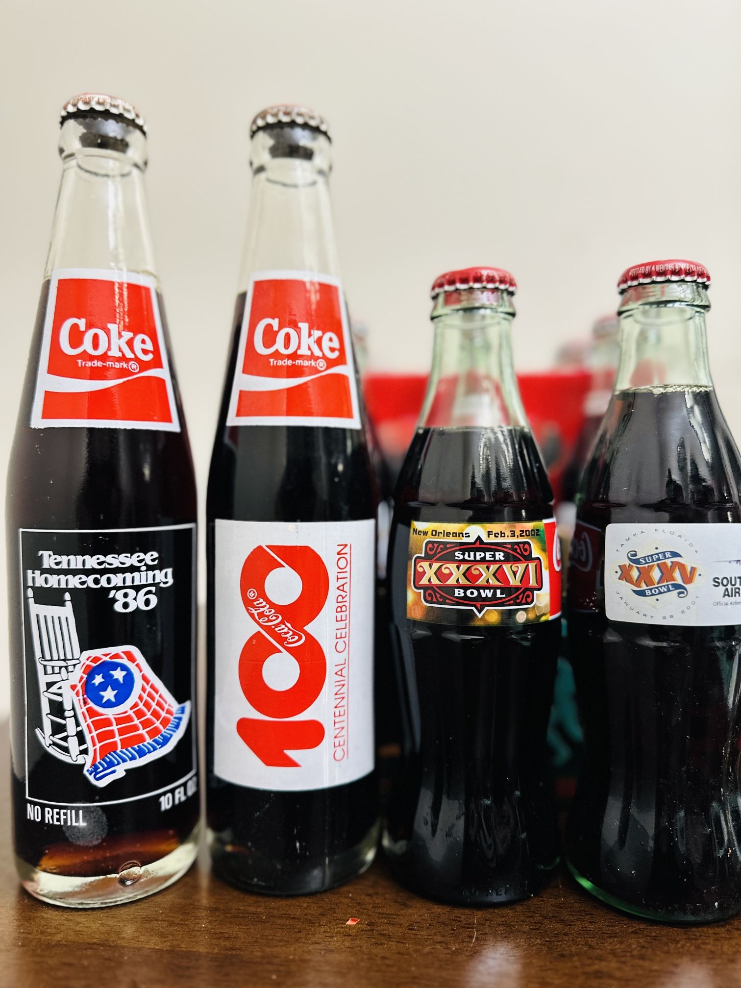 Vintage 1984 Coca Cola Commemorative Bottles Set of 4
