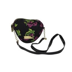 Betsey Johnson Heart Shape Crossbody Bag Chain Strap Floral Designs 