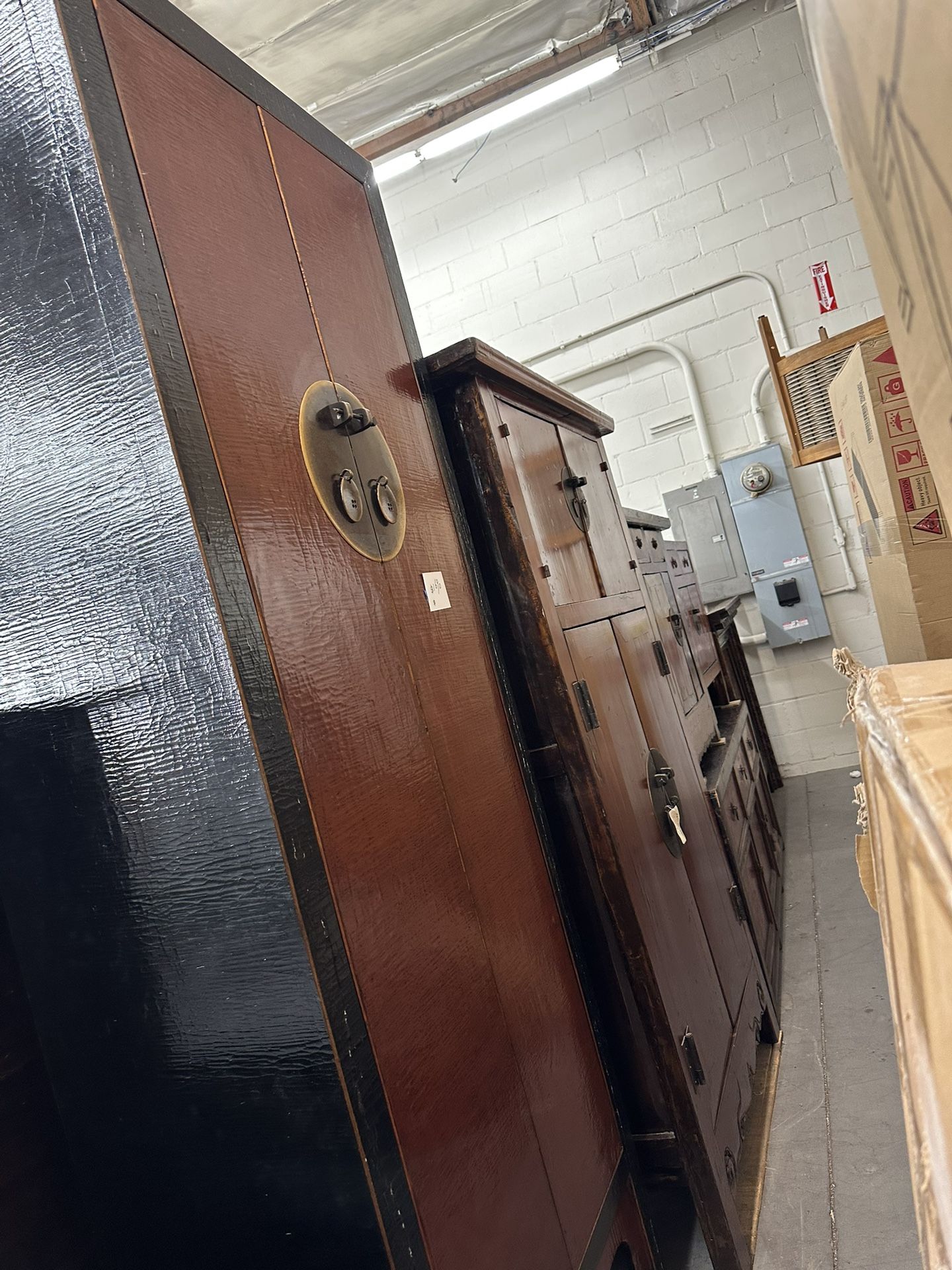 Brand New Solid WoodRed Chinoiserie Cabinet