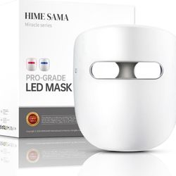 Open Box HIME SAMA Led Face Mask, Red Light Mask for Face, FSA/HSA Eligible, Infrared, Red & Blue Light Mask for Skin Care, Wrinkle Reduction, Wireles