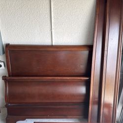 Solid Wood Sleigh Bed Frame – Full/Queen – Elegant Cherry Finish 