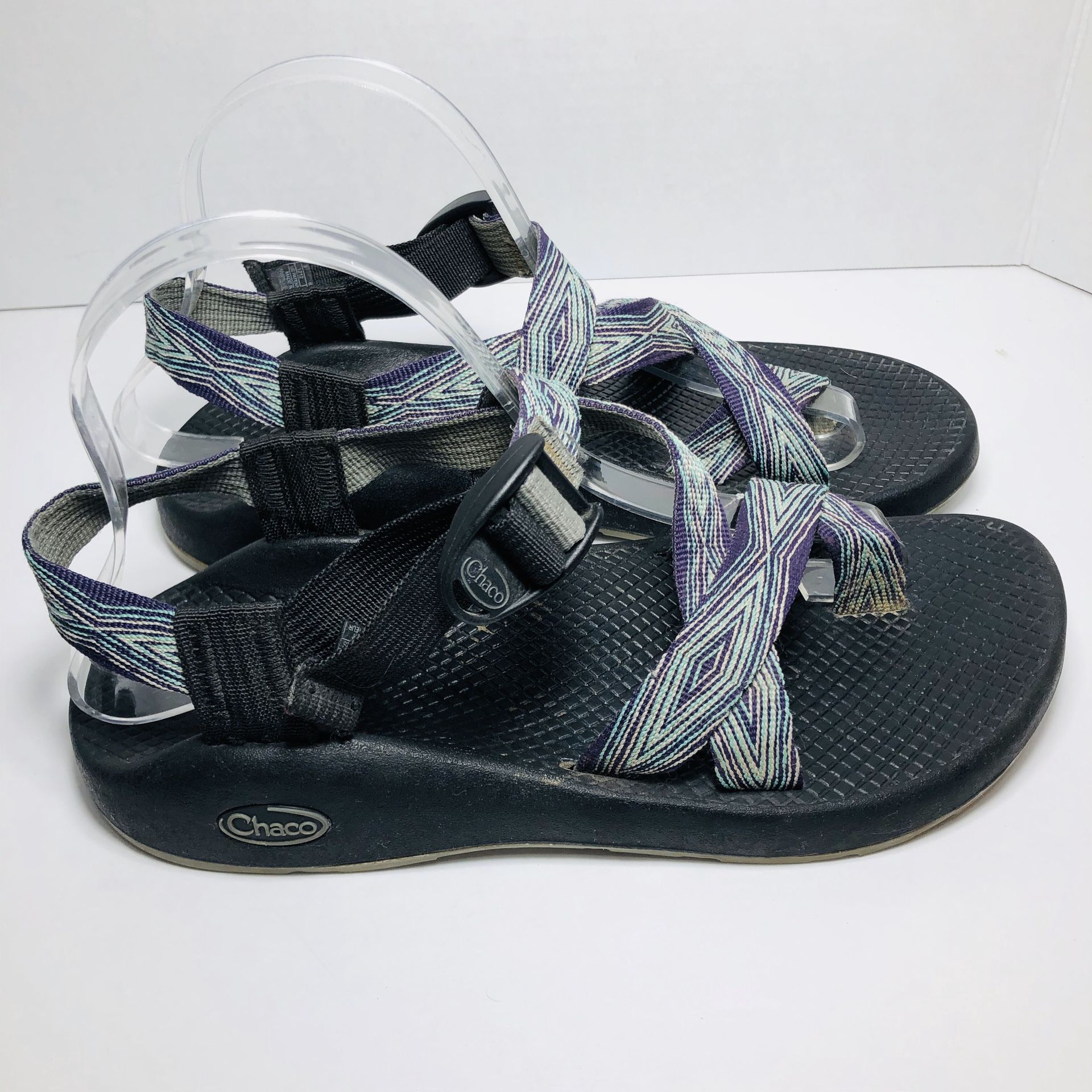 Chaco Z2 Yampa Womens 8 Sandals Toe Loop Purple Teal Beach Vibram Ankle Strap