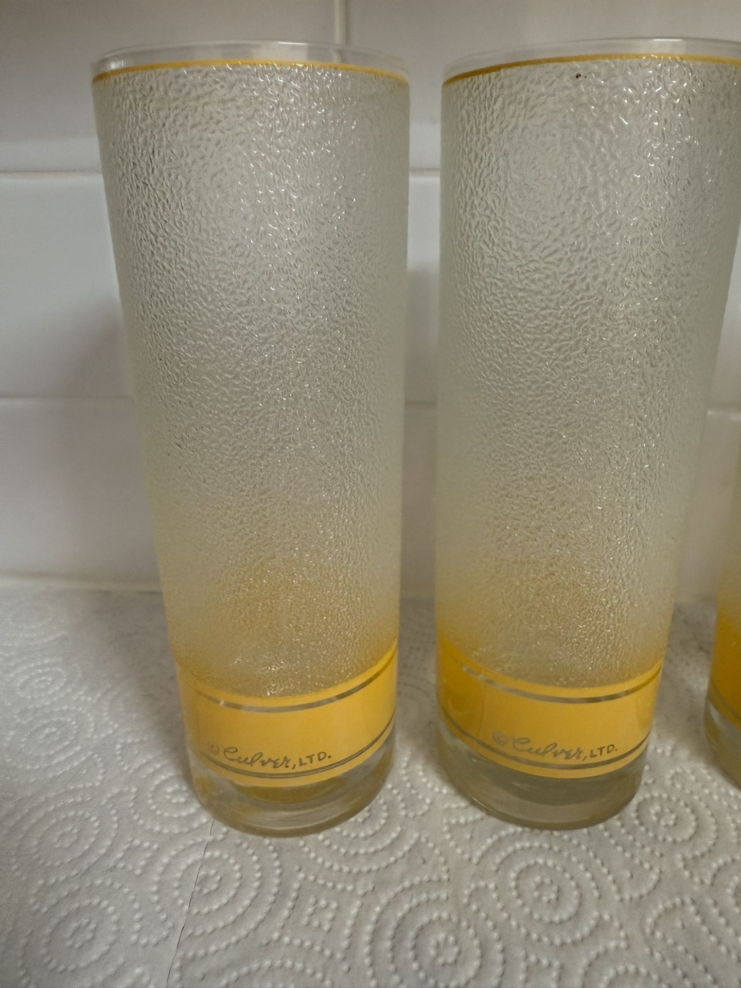 Culver Ltd High Ball Frosted Yellow Glasses (set of 5)