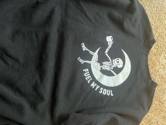 Skeleton drinking coffee- Size Medium-logo on back of Sweatshirt