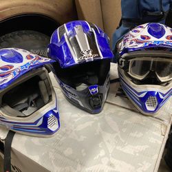 One Medium Thor Helmet And Two Youth Small Helmets