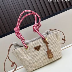Prada exquisite woven bag for women, shoulder bag with side strap, handbag