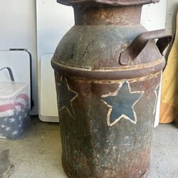Vintage Milk Jug And Primitive Ladder