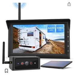 AUTO-VOX Solar 4 RV Backup Camera Wireless with Rechargeable Battery,Back Up Camera Systems for Truck with 7'' Monitor,IR Night Vision Trailer Rear Vi