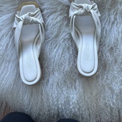 JIMMY CHOO Avenue Wedge 110 Latte Nappa Leather Wedge Mules Size 7.5