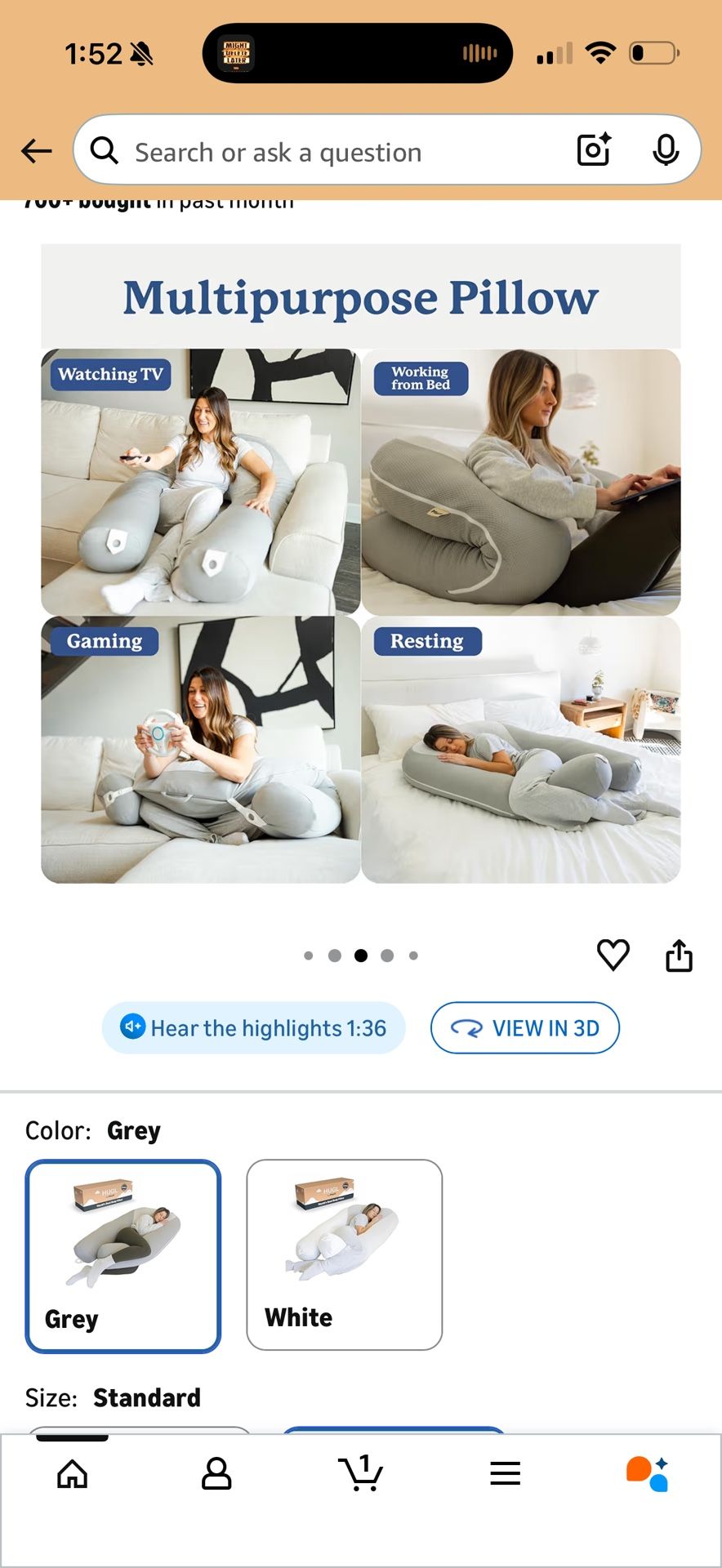 Plufl Hugl Cooling Body Pillow for Adults Made with Memory Foam | U Shaped