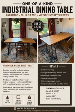 One of a kind vintage industrial farmhouse table