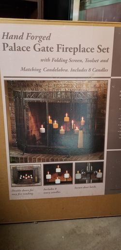Hand forged Place Gate Fire place set 14 Pieces