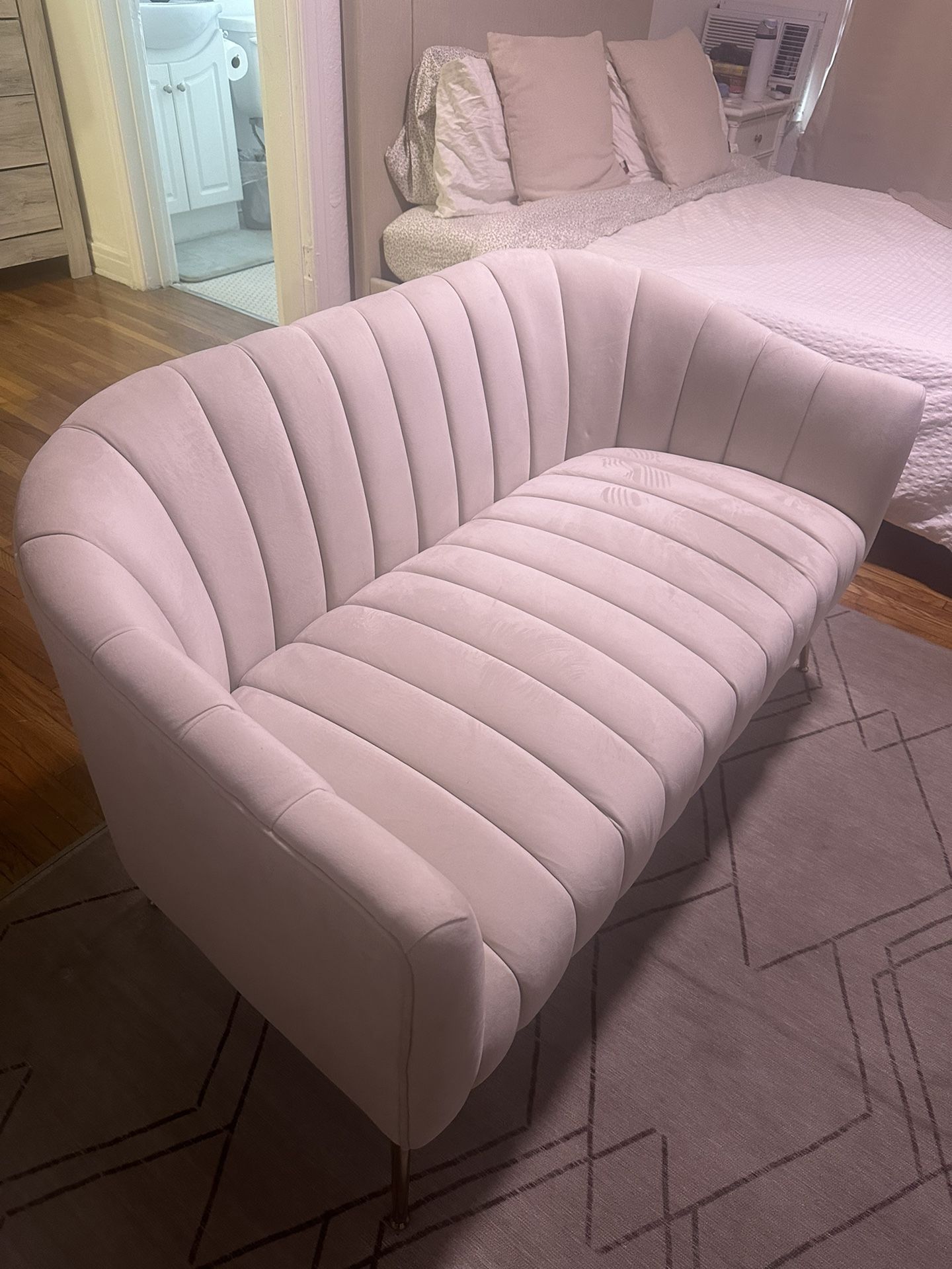 Beige Velvet Loveseat