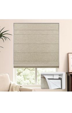 Beige - LazBlinds No Drill Cordless Roman Shades for Windows, 29" W x 60" H