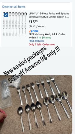 16-Piece Forks and Spoons Silverware Set, 8 Dinner Spoon and 8 Dinner Fork, Stainless Steel Flatware Cutlery Set for Home Kitchen Hotel, Mirror Finish