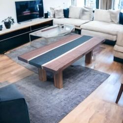 Black Walnut Wood and Epoxy Resin Coffee Table 