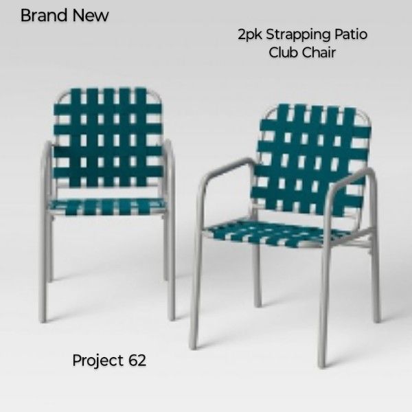 Brand New Project 62 (Set Of 2) Strapping Patio Club Chair