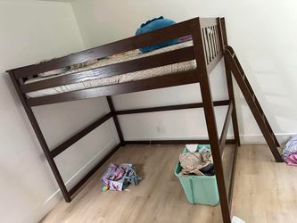 Full Size Wooden Loft Bed with Ladder