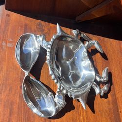 Wilton Armetale Pewter 13 In Large Crab Bowl Tray Chip and Dip 